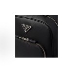 PRADA Saffiano enamel metal triangular logo zipper seal backpack, men\'s black style